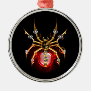 Steampunk spider på svart julgransprydnad metall