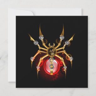 Steampunk spider på svart julkort