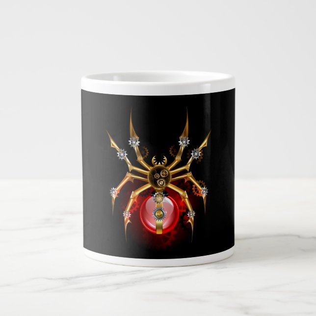 Steampunk spider på svart jumbo mugg (Framsidan)