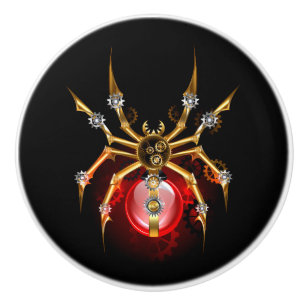 Steampunk spider på svart knopp