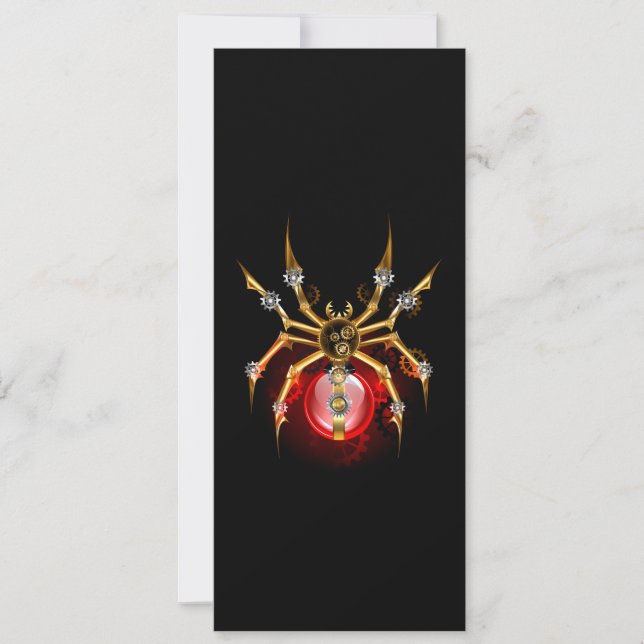 Steampunk spider på svart kort (Framsida)