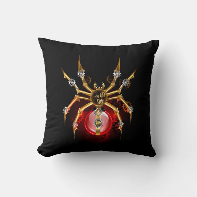 Steampunk spider på svart kudde (Framsida)