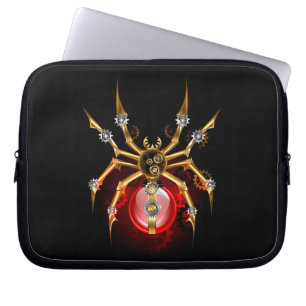 Steampunk spider på svart laptop fodral