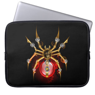 Steampunk spider på svart laptop fodral