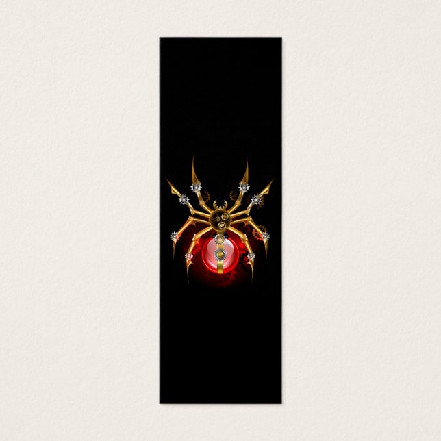 Steampunk spider på svart litet visitkort (Framsidan)