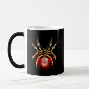 Steampunk spider på svart magisk mugg