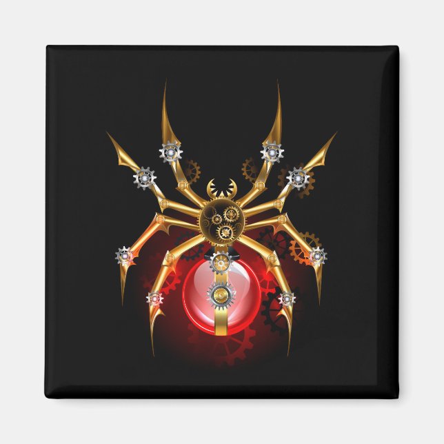 Steampunk spider på svart magnet (Framsidan)