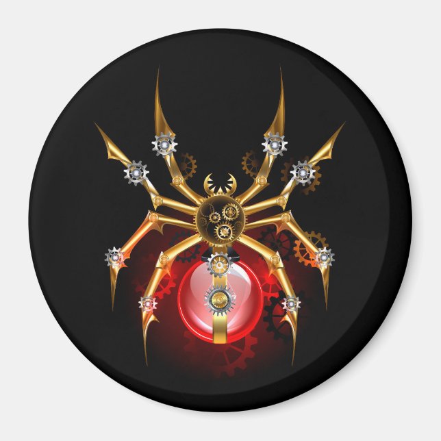 Steampunk spider på svart magnet (Framsidan)