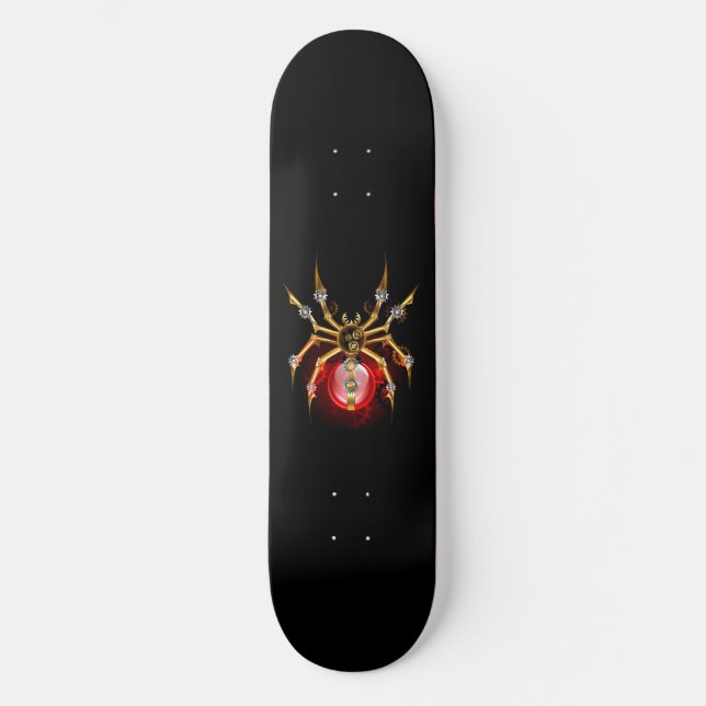Steampunk spider på svart mini skateboard bräda 18,5 cm (Framsida)