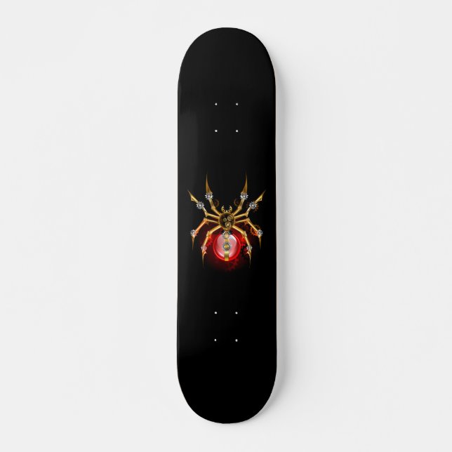Steampunk spider på svart mini skateboard bräda 18,5 cm (Framsida)