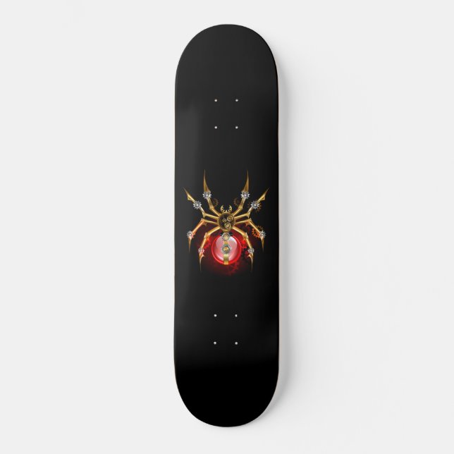 Steampunk spider på svart mini skateboard bräda 18,5 cm (Framsida)