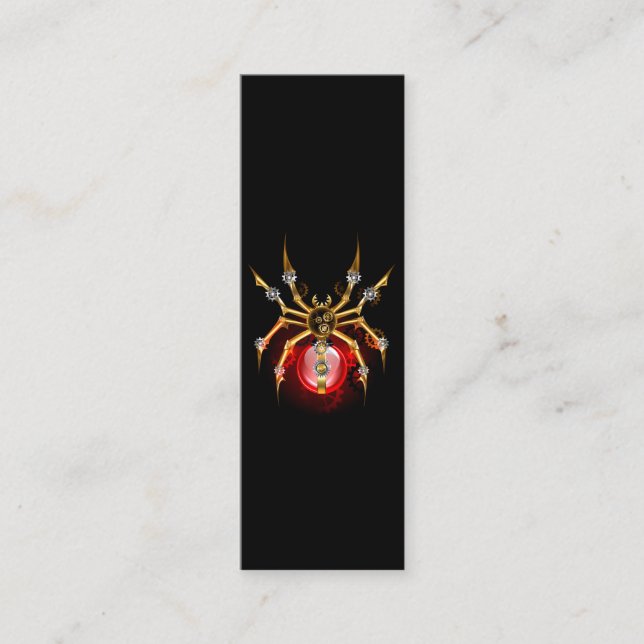 Steampunk spider på svart mini visitkort (Framsida)