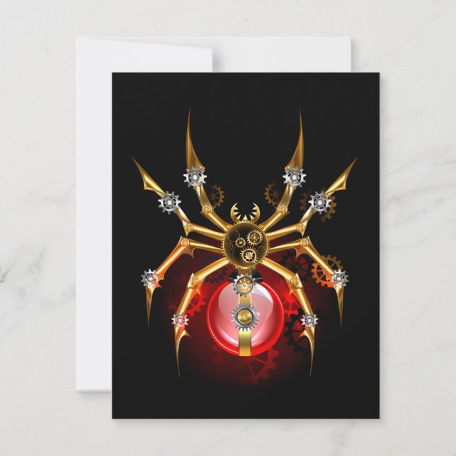 Steampunk spider på svart OSA kort (Framsida)