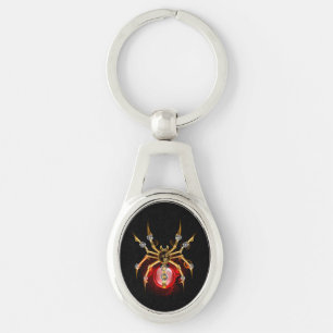 Steampunk spider på svart ovalt silverfärgad nyckelring
