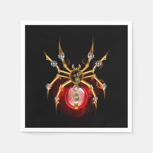 Steampunk spider på svart pappersservett (Framsidan)