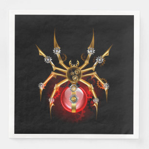 Steampunk spider på svart pappersservett
