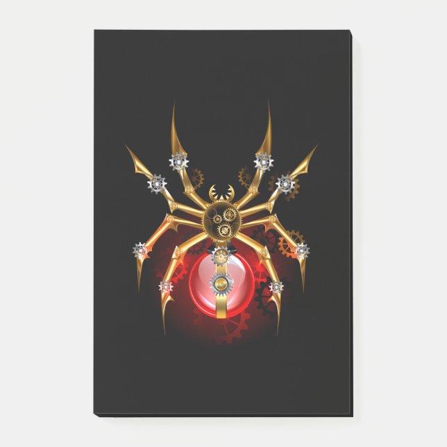 Steampunk spider på svart post-it block (Framsida)