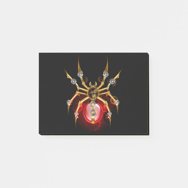 Steampunk spider på svart post-it block (Framsida)
