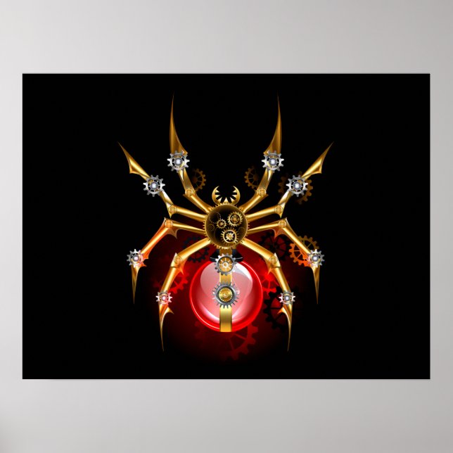 Steampunk spider på svart poster (Framsidan)