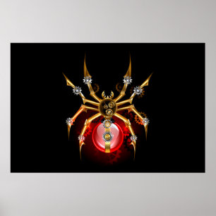 Steampunk spider på svart poster