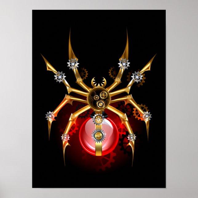 Steampunk spider på svart poster (Framsidan)