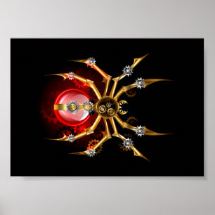 Steampunk spider på svart poster