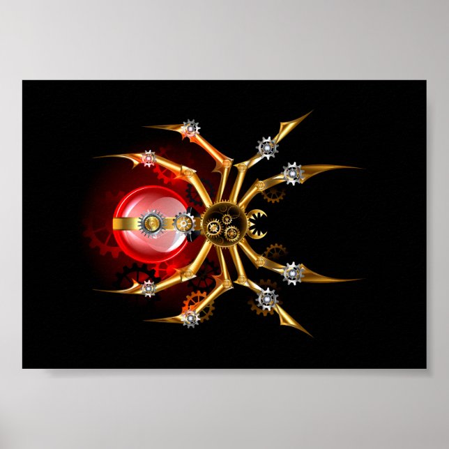 Steampunk spider på svart poster (Framsidan)