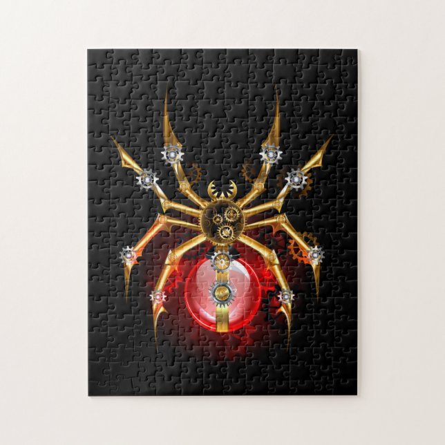 Steampunk spider på svart pussel (Vertikal)