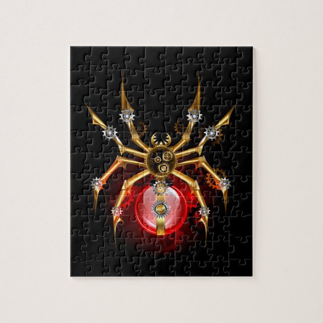 Steampunk spider på svart pussel (Vertikal)