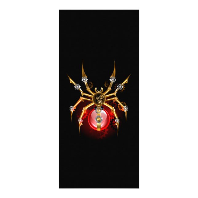 Steampunk spider på svart reklamkort (Framsidan)