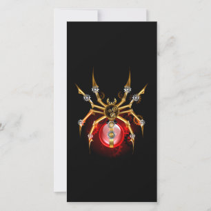 Steampunk spider på svart tack kort