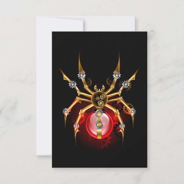 Steampunk spider på svart tack kort (Framsida)