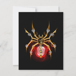 Steampunk spider på svart tack kort