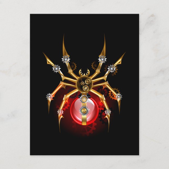 Steampunk spider på svart tilläggskort (Framsida)