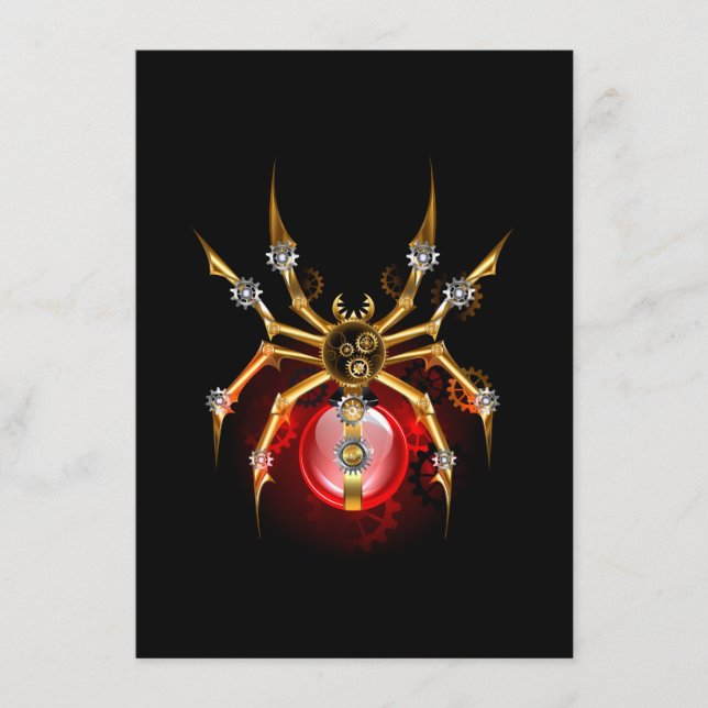 Steampunk spider på svart tilläggskort (Framsida)