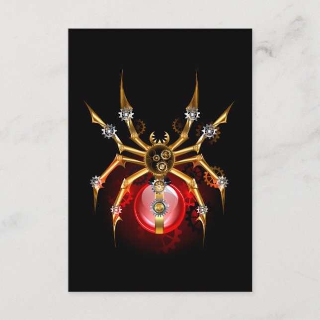 Steampunk spider på svart tilläggskort (Framsida)