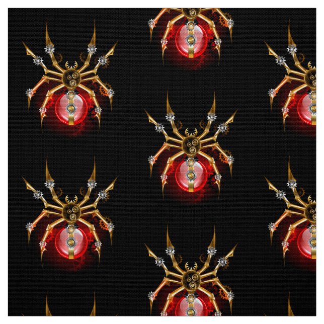 Steampunk spider på svart tyg (Provkarta)