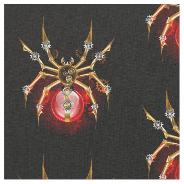 Steampunk spider på svart tyg (Närbild)