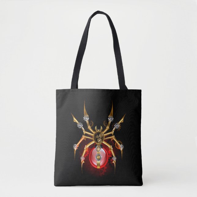 Steampunk spider på svart tygkasse (Framsida)