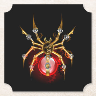 Steampunk spider på svart underlägg papper