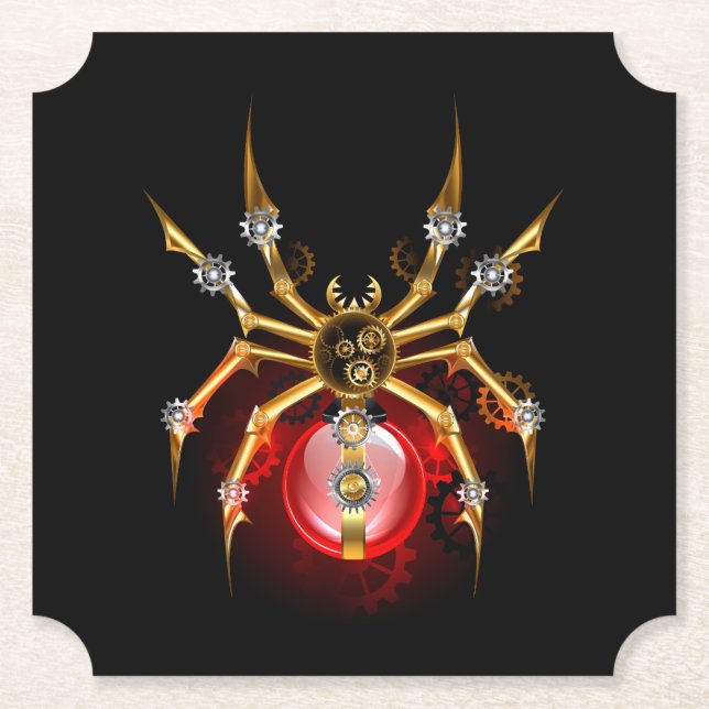 Steampunk spider på svart underlägg papper (Framsida)
