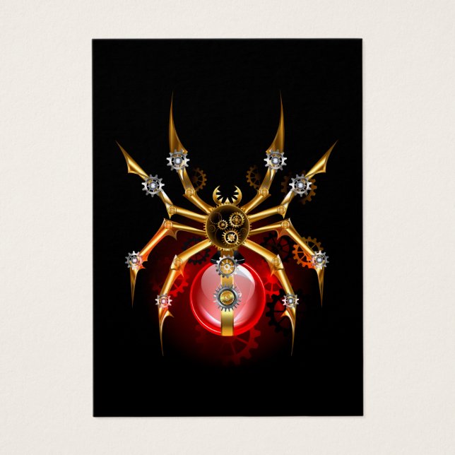 Steampunk spider på svart visitkort (Framsidan)