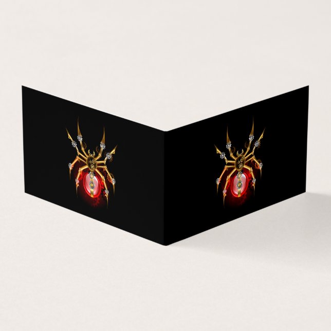 Steampunk spider på svart visitkort (Utsida)