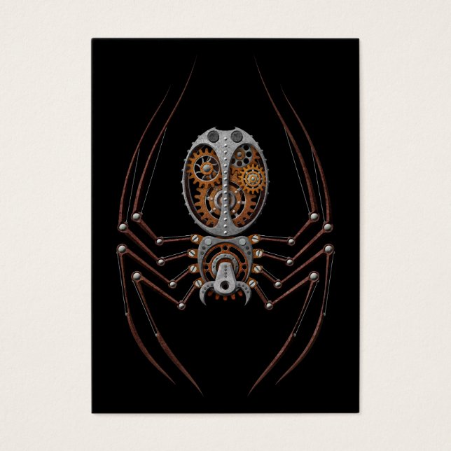 Steampunk Spider, svart bakgrund Visitkort (Framsidan)
