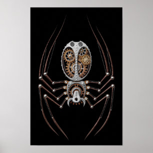 Steampunk spindel på svart poster