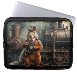 Steampunk Squirrel och Tåg Laptop Fodral
