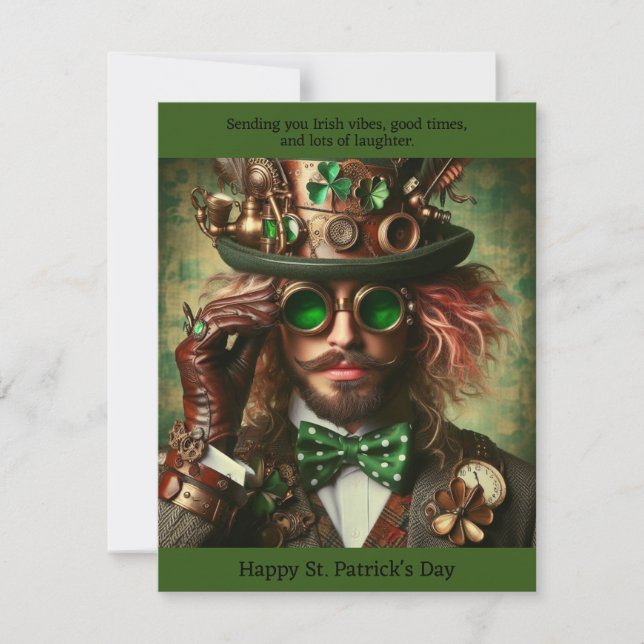 Steampunk St. Patrick's Day Card Anteckningskort (Framsida)