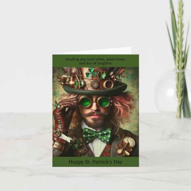 Steampunk St. Patrick's Day Card Anteckningskort (Framsida)
