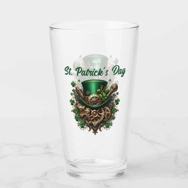 Steampunk St patrick's day Drink Up Glaskopp (Baksida)