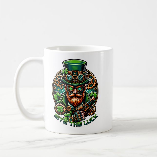 Steampunk St. Patrick's Day Leprechaun Kaffemugg (Vänster)